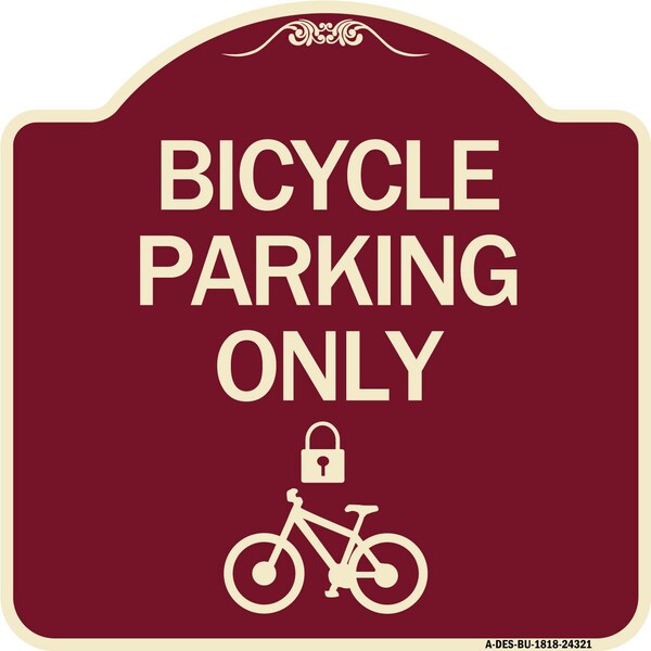 Signmission Bicycle Parking W/ Cycle and LockHeavy-Gauge Aluminum Architectural Sign, 18" x 18", BU-1818-24321 A-DES-BU-1818-24321 - main